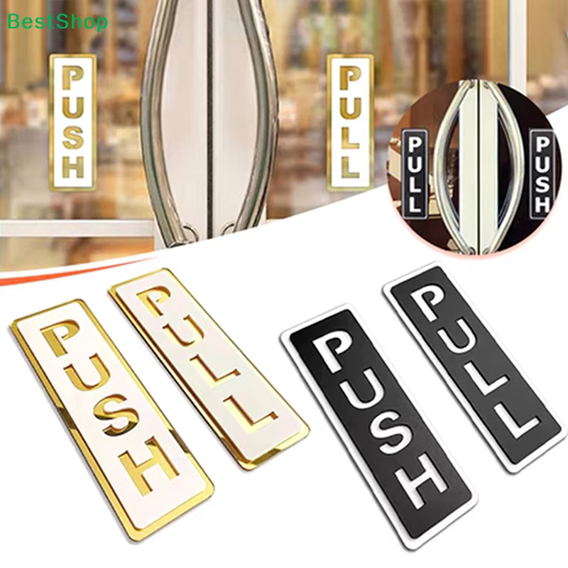 ✍ Ensemble de panneaux de porte PUSH PULL, autocollants de porte en acrylique autocollants pour les bureaux et les entrées de magasins