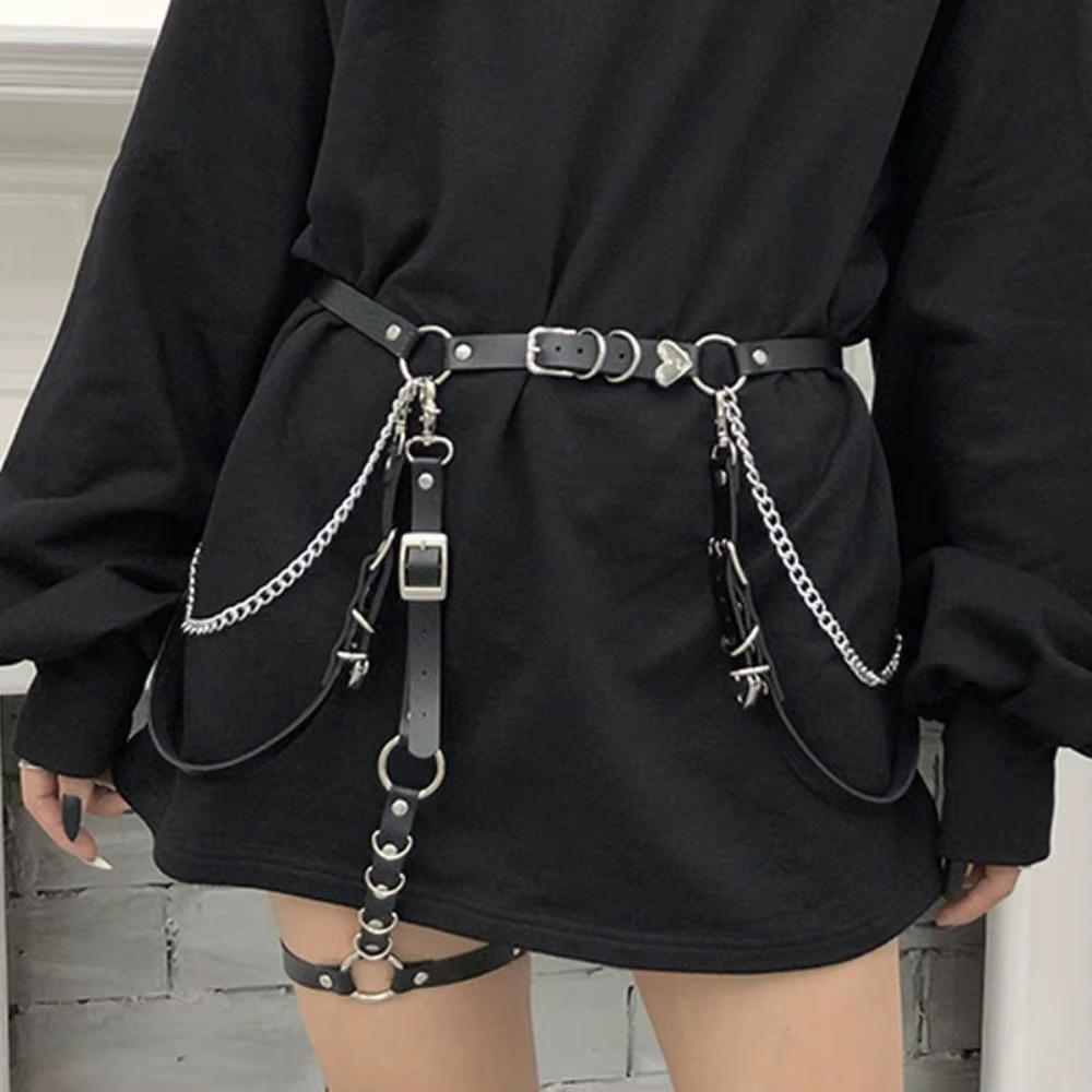 Ceinture de jupe en cuir PU pour femme