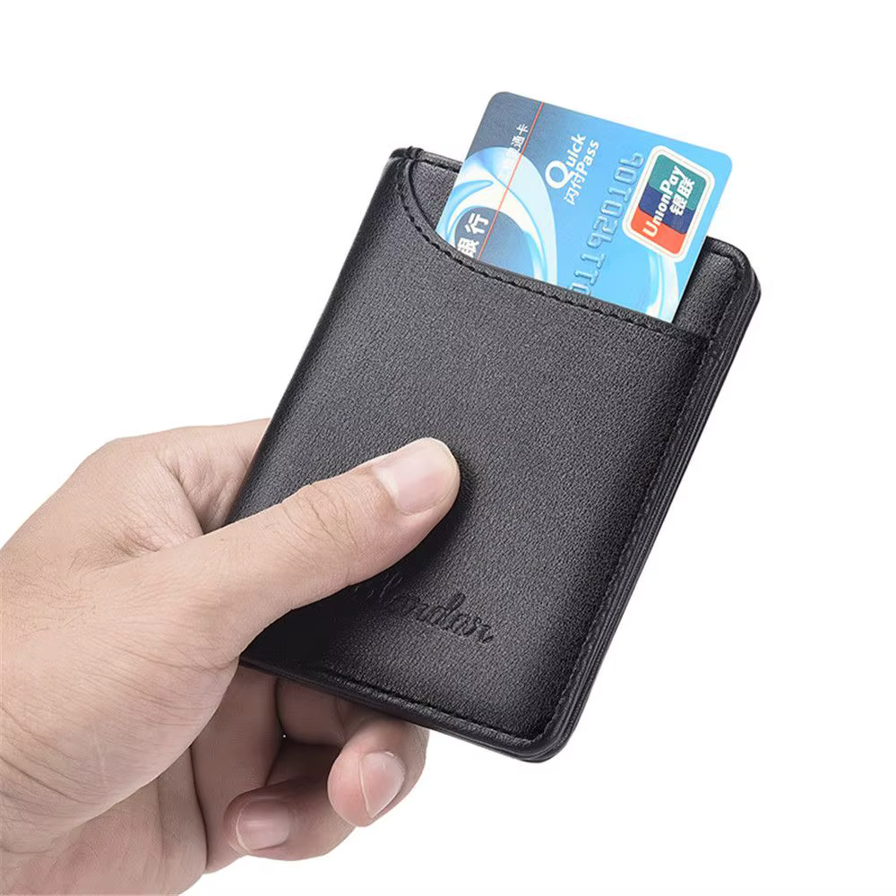 Hommes d'affaires portefeuille peau courte portefeuilles sacs à main en cuir PU pinces à billets mince