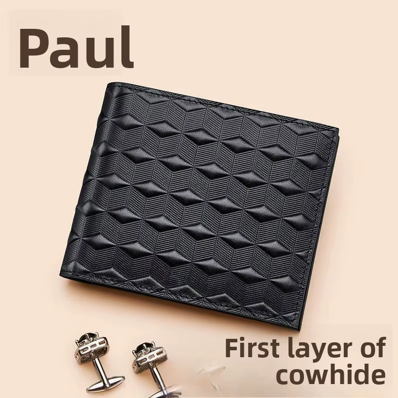 Portefeuille court pour homme Paul King en cuir véritable
