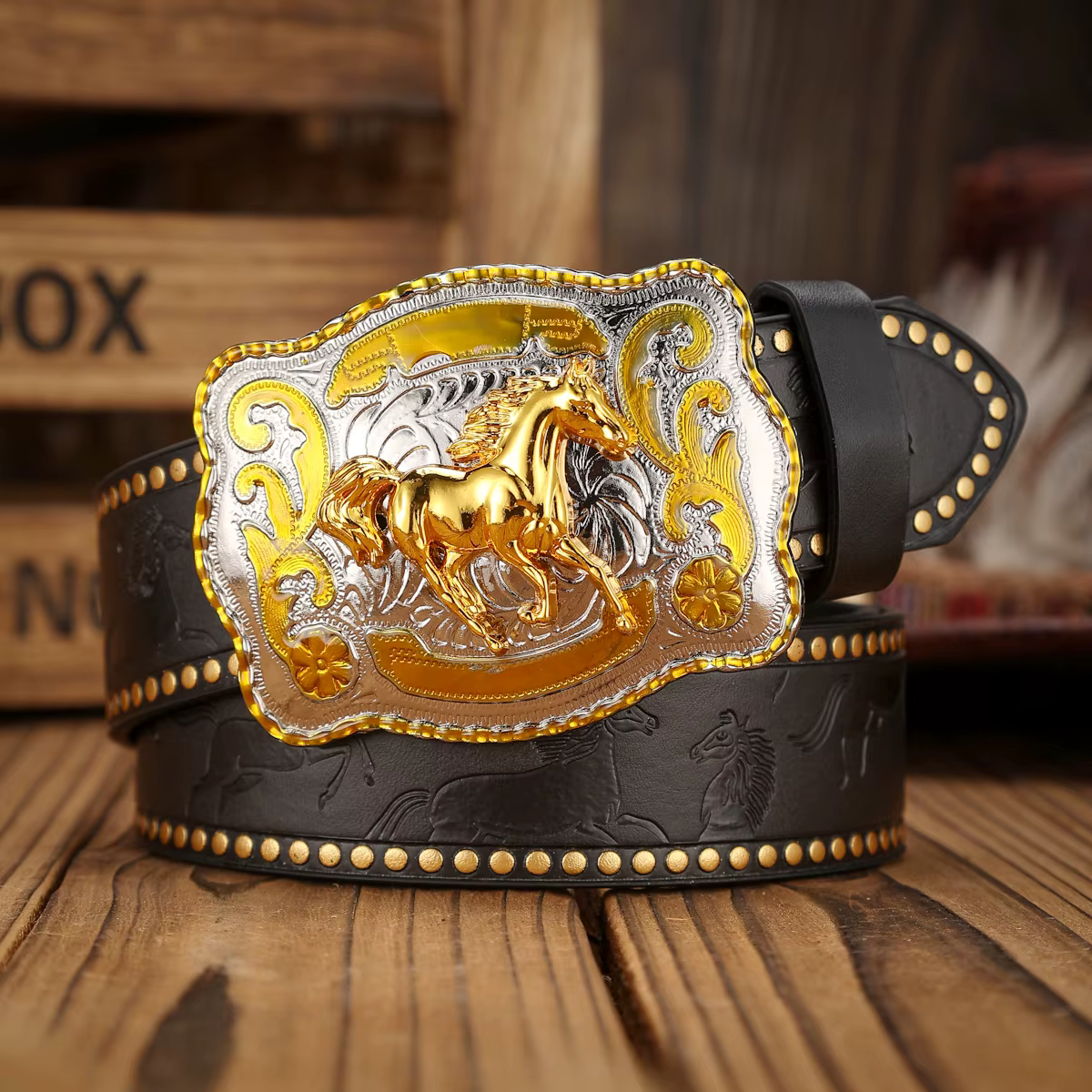 Ceinture en PU de style occidental avec boucle