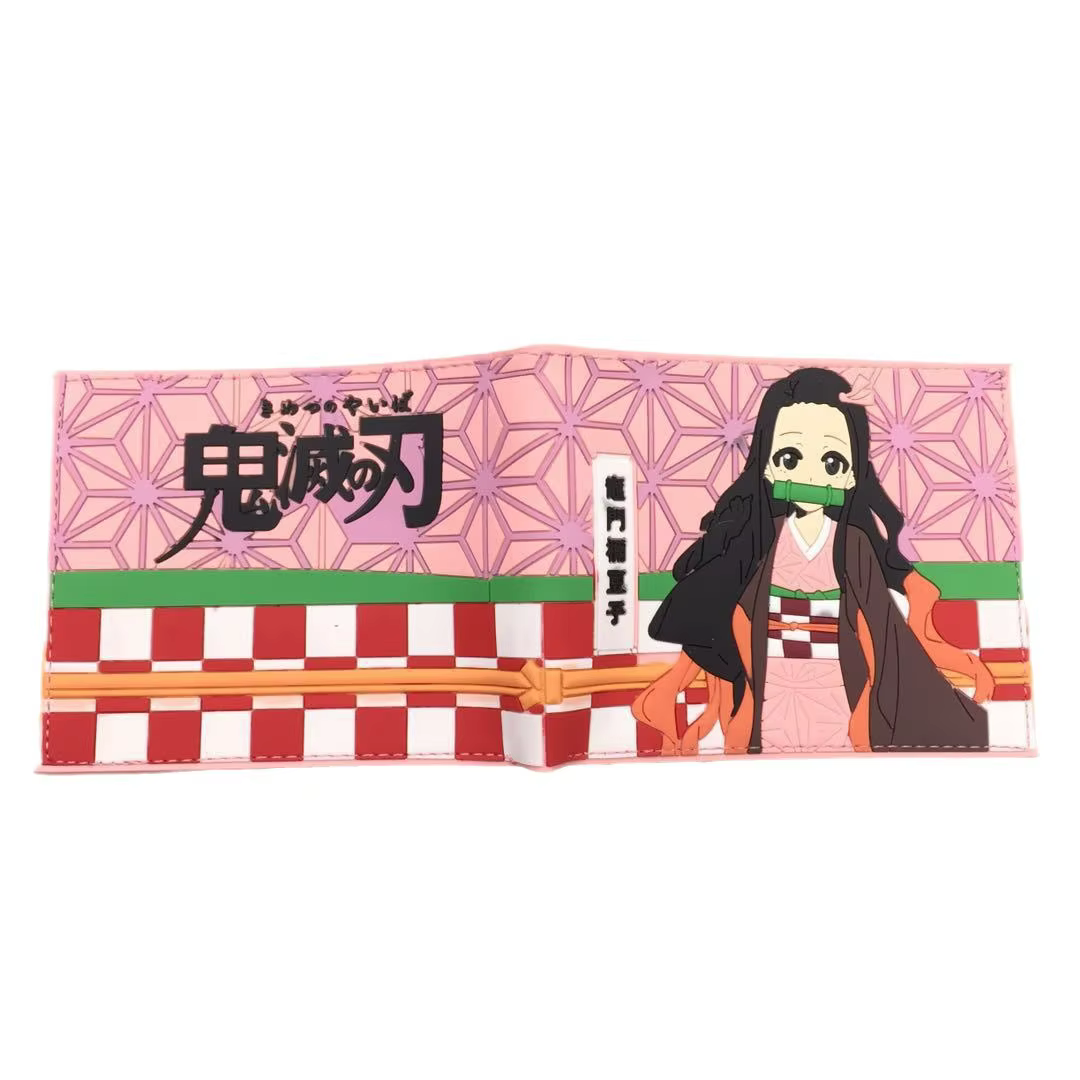 Portefeuille en PU de dessin animé Demon Slayer, porte-monnaie créatif Simple et pliable, carte multifonctionnelle, cadeau pour garçons
