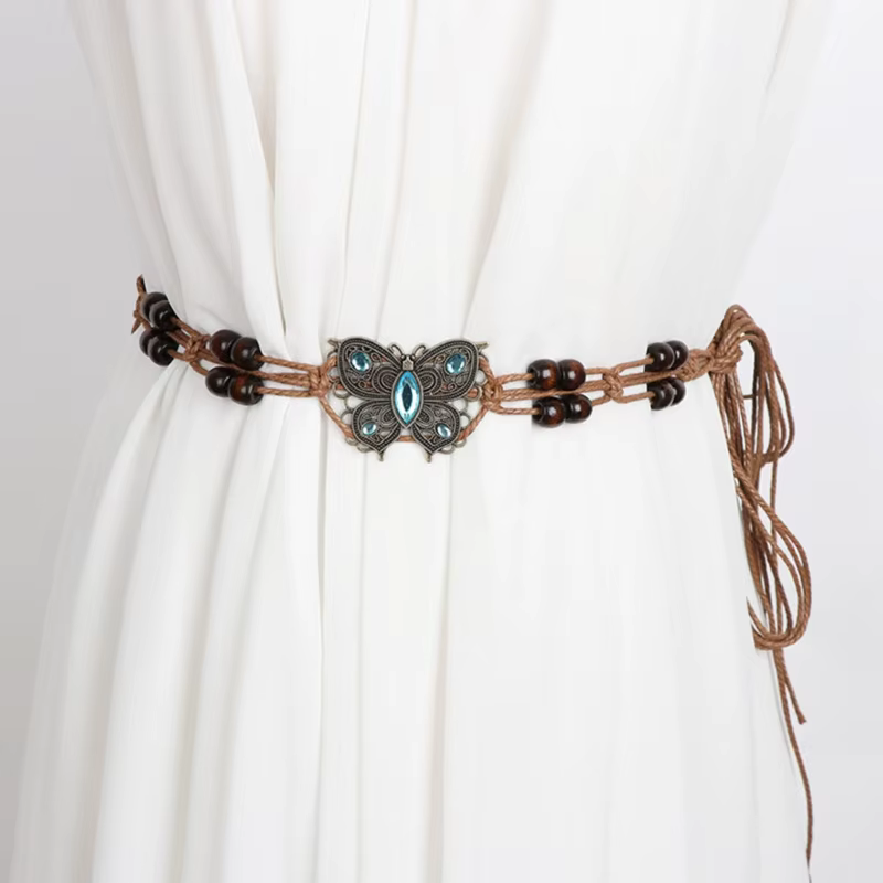 JOBoho-Ceinture tressée à pampilles tissées pour femmes, ceinture à nœud décoré, ceinture à la taille pour filles, ceintures en ULfine, accessoires vestisens