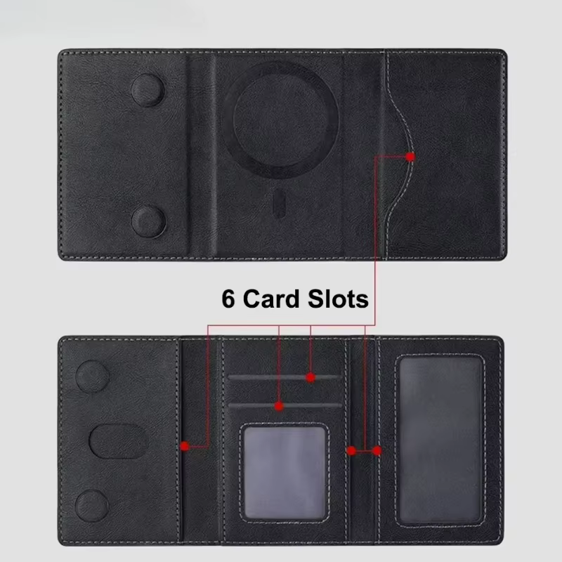Porte-cartes en cuir PU Magsafe pour hommes et femmes - Portefeuille magnétique élégant pour téléphone 16/15/14/13/12 Pro Max Mini 