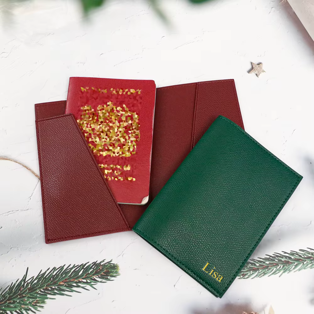 Porte-passeport en cuir pu avec lettres personnalisées