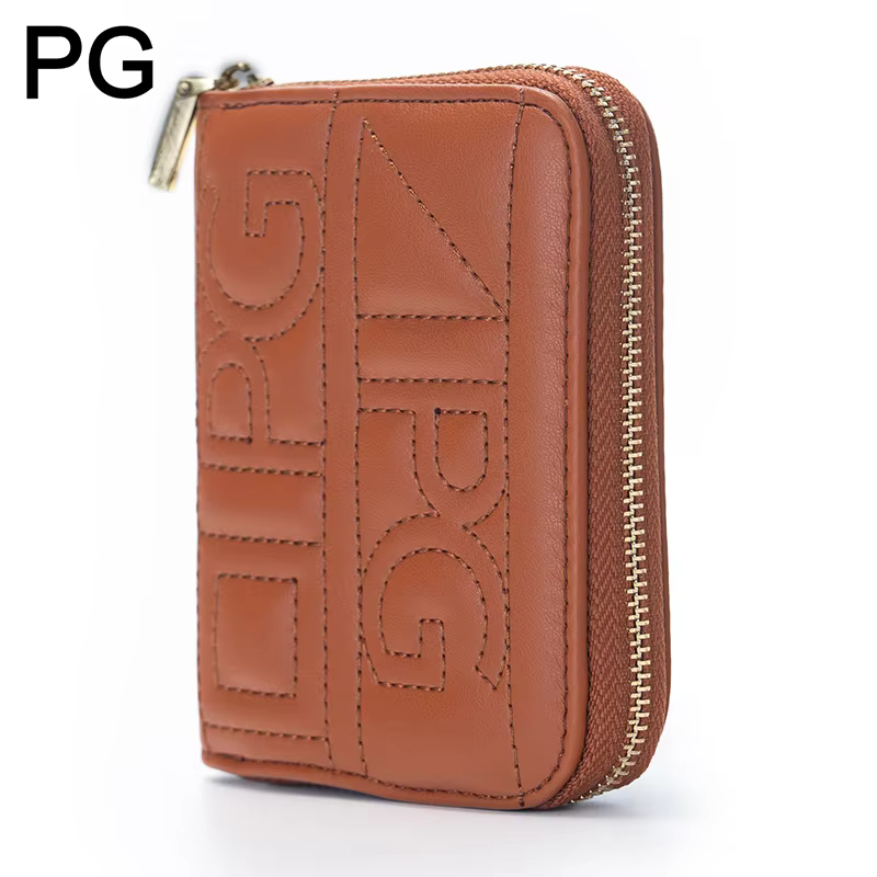 Portefeuille court matelassé à fermeture éclair PG pour femme