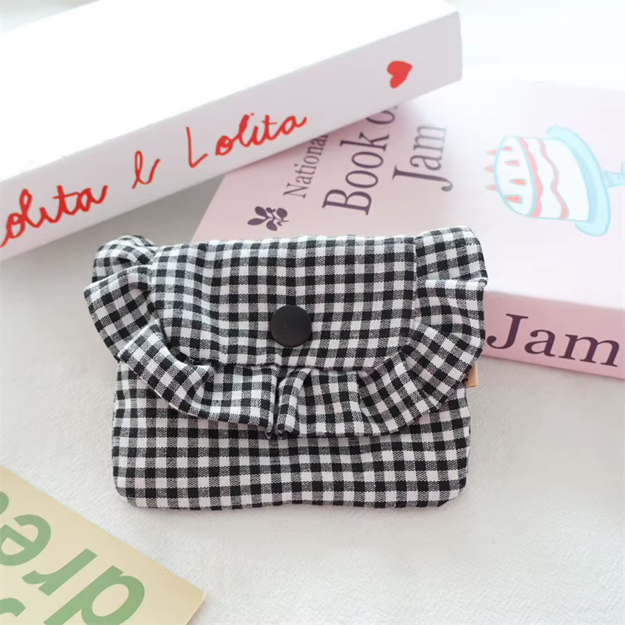 Porte-monnaie à carreaux mignon pour femmes