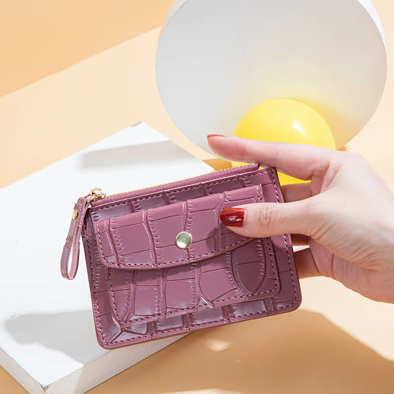Portefeuilles en cuir PU à fermeture éclair pour femmes