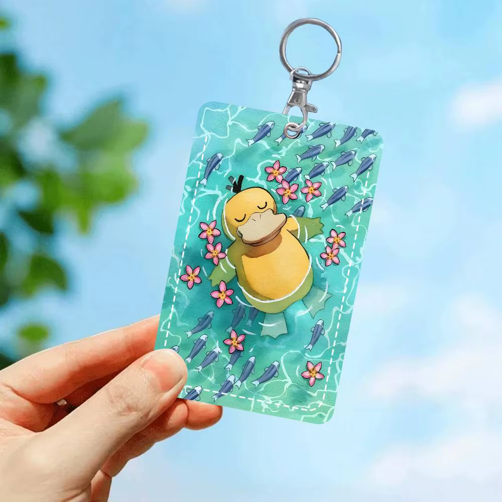 Portefeuille en cuir minimaliste P-Psyduck-s-G-Gengar-s