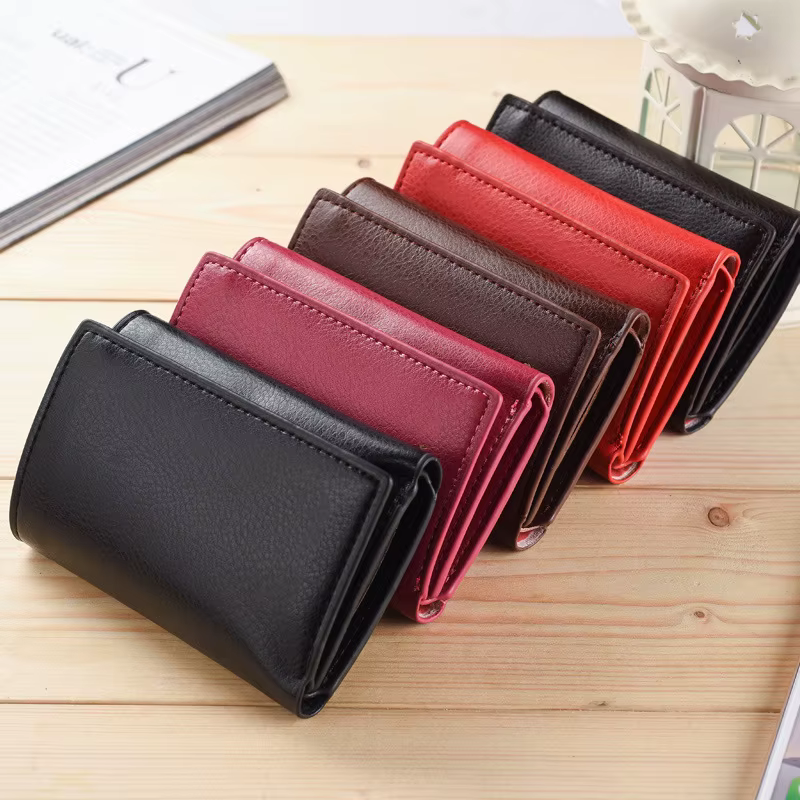 Portefeuille en cuir PU à 3 plis pour hommes – Porte-cartes vertical court avec pochette pour pièces de monnaie