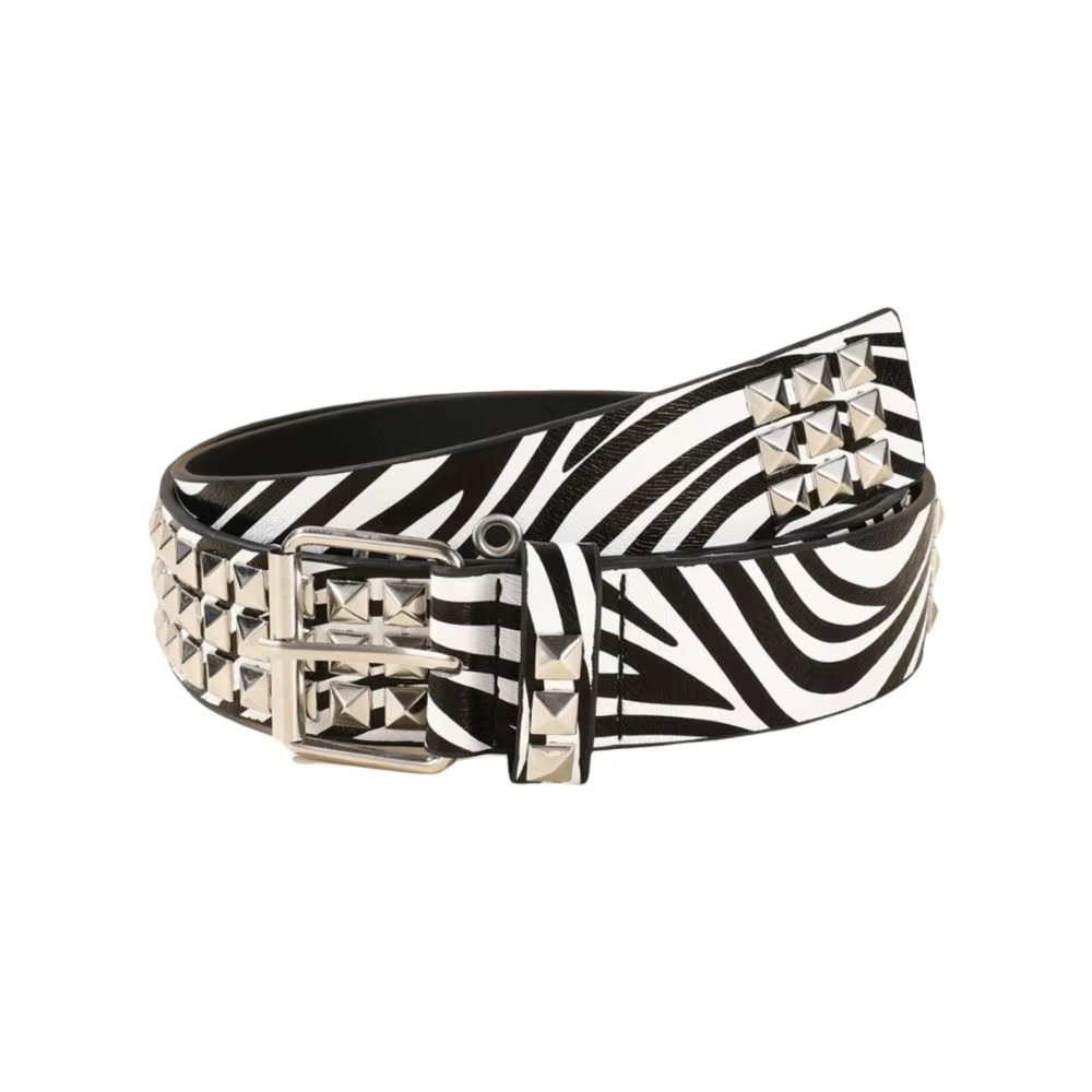 Ceinture tendance à imprimé léopard avec rivets