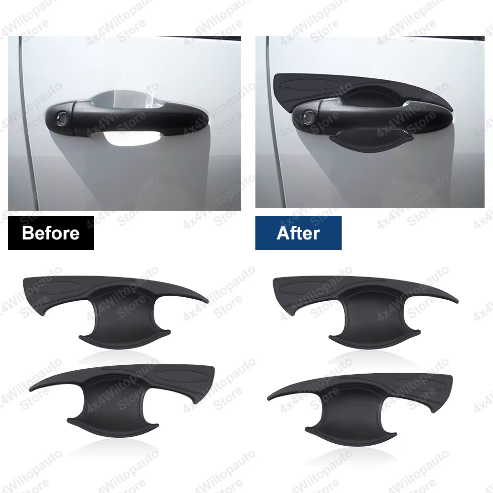 Couvre-poignée de porte noir mat, garniture de protection pour Toyota Hilux Revo 2015-2023, ABS, lot de 1