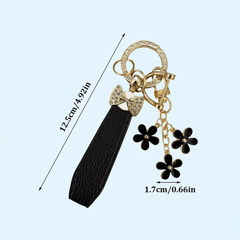 Porte-clés de luxe avec nœud et fleur