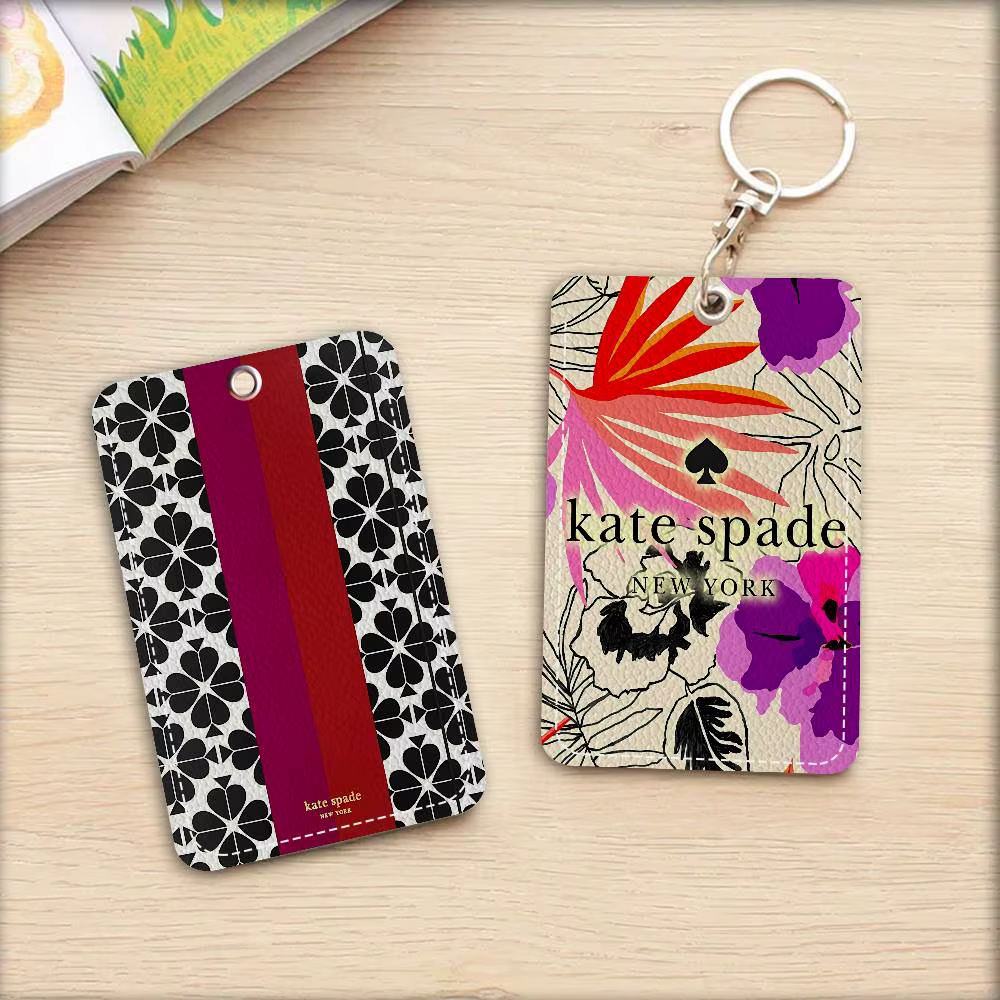 Porte-cartes d'accès en PU style fleur K-Kate-SpadeS avec porte-clés - Protection exécutive pour cartes bancaires