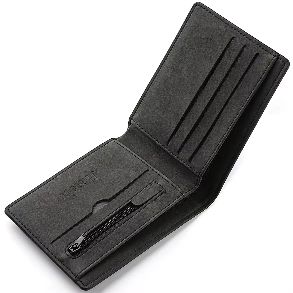 2025 nouveau portefeuille hommes véritable cuir PU mâle court fermeture éclair Simple