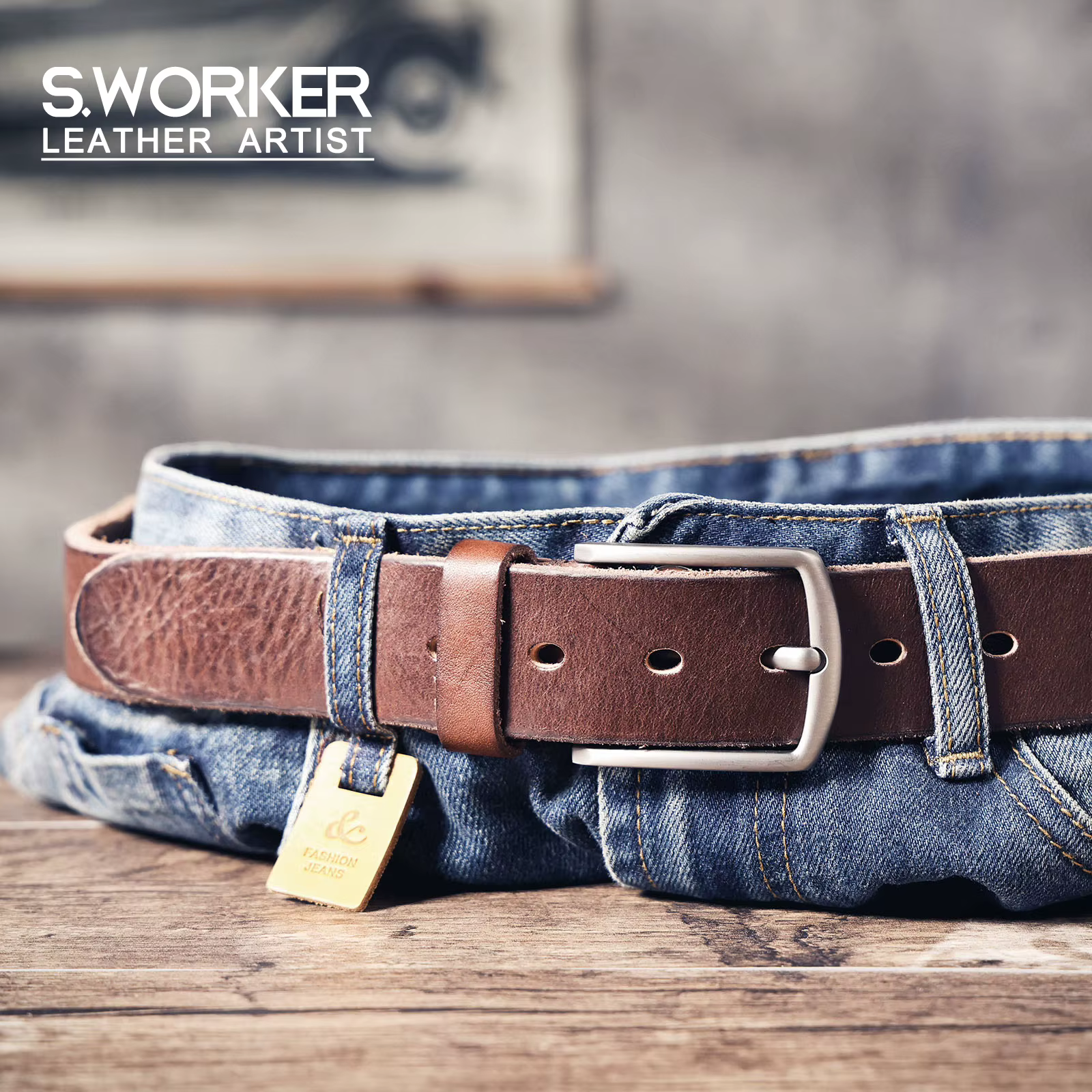 Ceinture en cuir de vachette véritable rétro décontractée pour homme avec boucle à ardillon et boîte cadeau, ceinture pour étudiant, ceinture classique simple