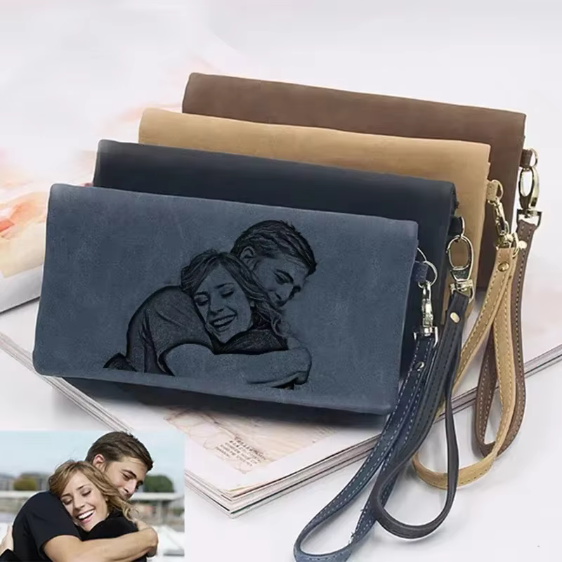 Portefeuille Photo personnalisé gravé pour femmes, fermeture éclair, cadeau personnalisé Unique pour sa maman, cadeau d'anniversaire, cadeau de fête des mères