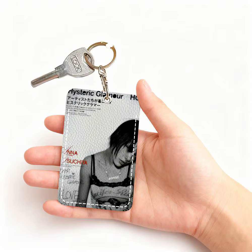 Porte-cartes en cuir moderne H-HystericS Glamour BRAND avec porte-clés – Support fiable pour cartes de bus et de métro