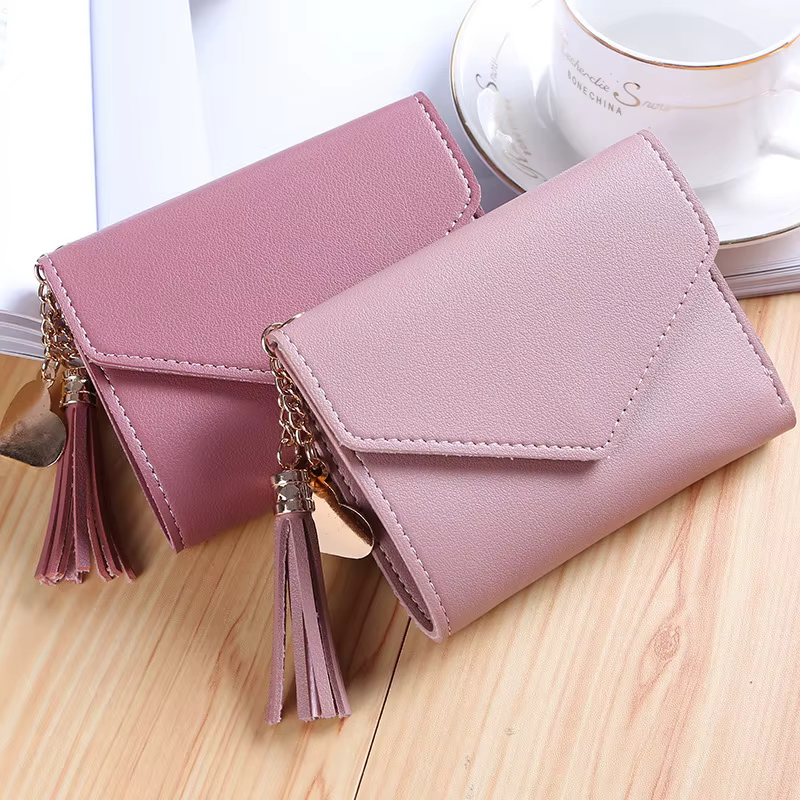 Mode court femmes portefeuilles en cuir PU