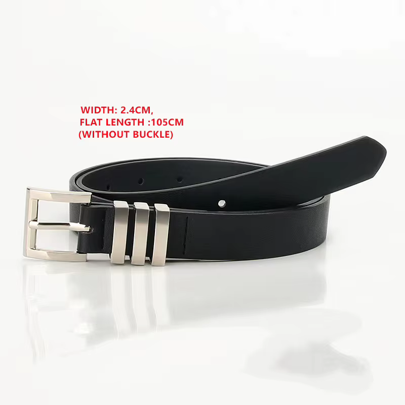 Ceinture fine noire élégante pour jeans et jupes