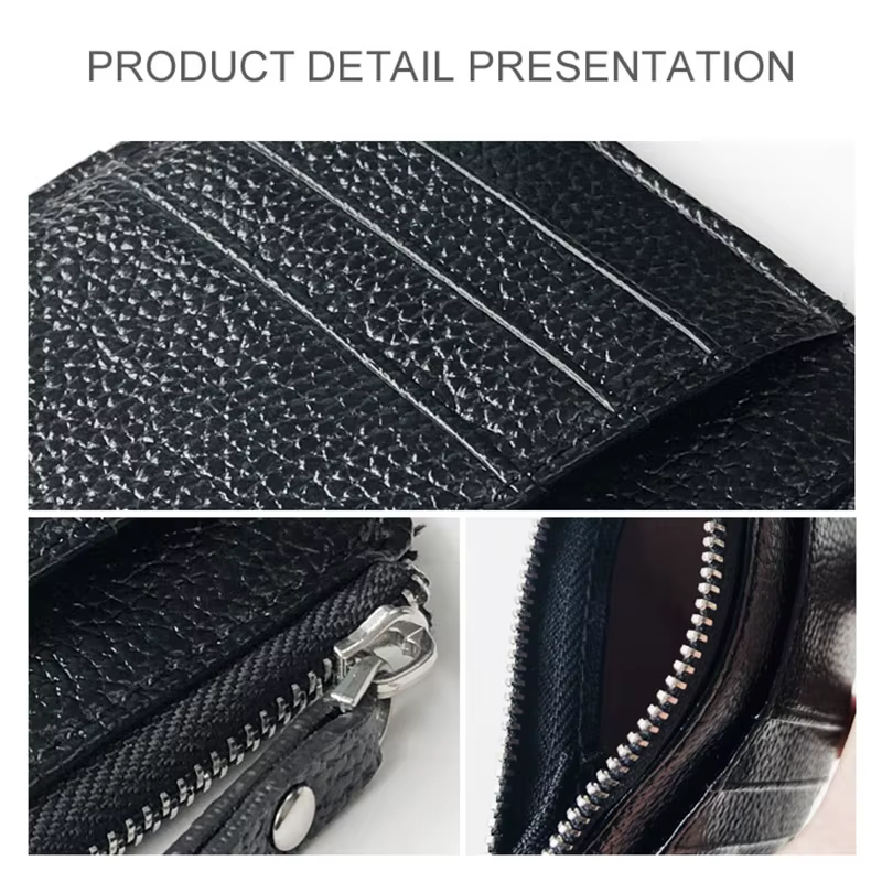 Portefeuille fin en cuir PU pour homme