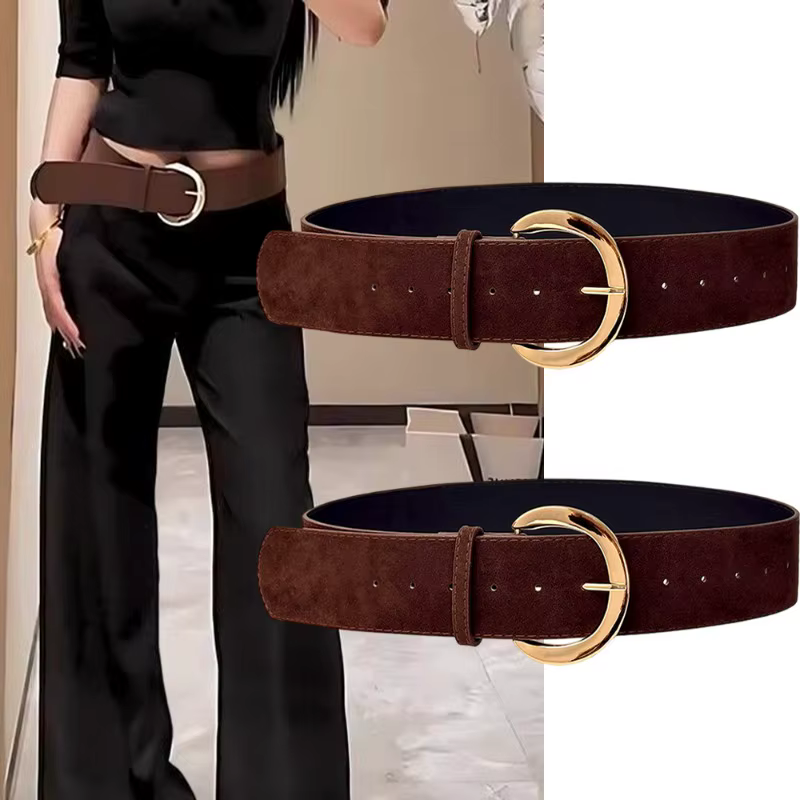 Large ceinture en cuir suédé femmes Chamois