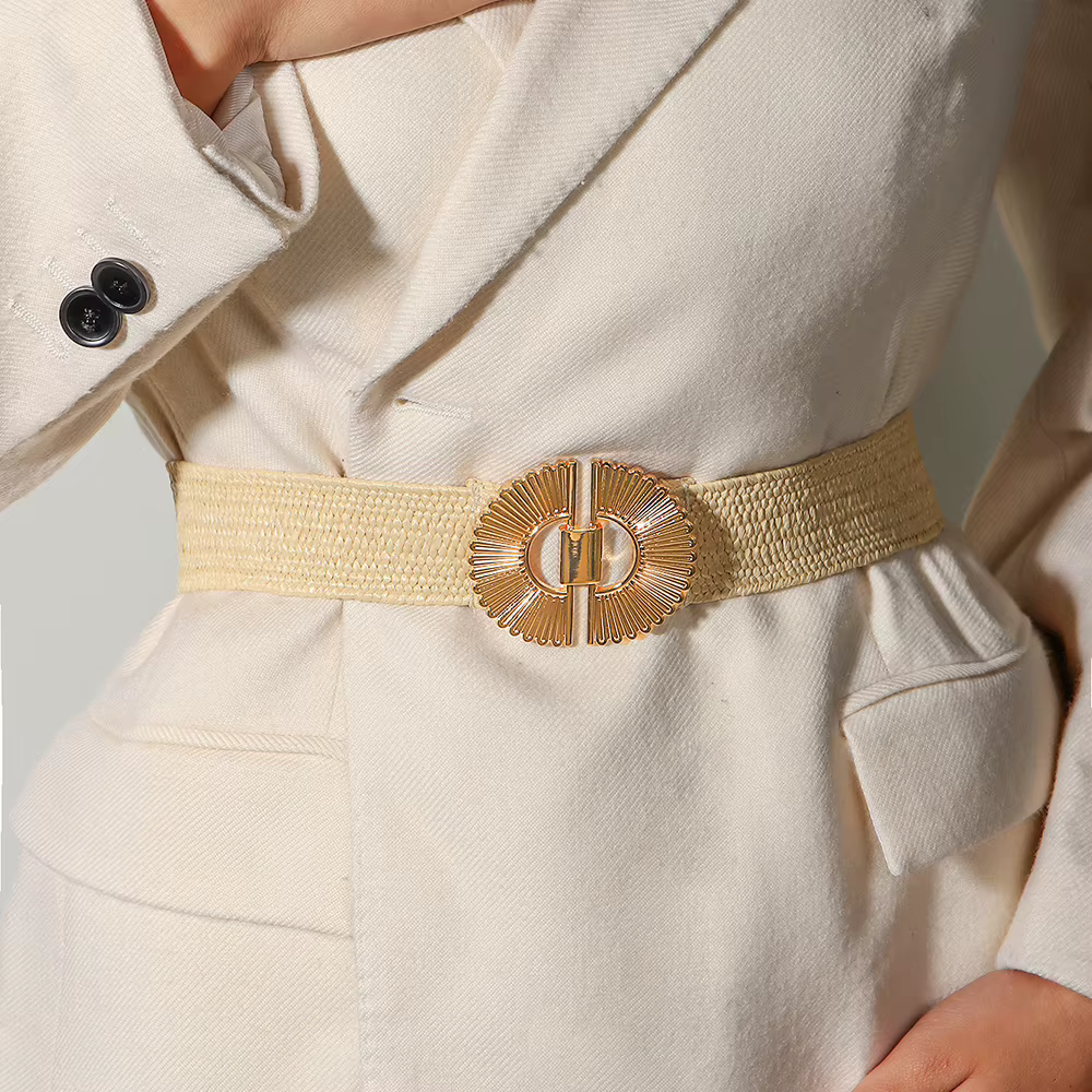 Ceinture femme premium sense noir élastique taille joint alliage individuel contre-boucle