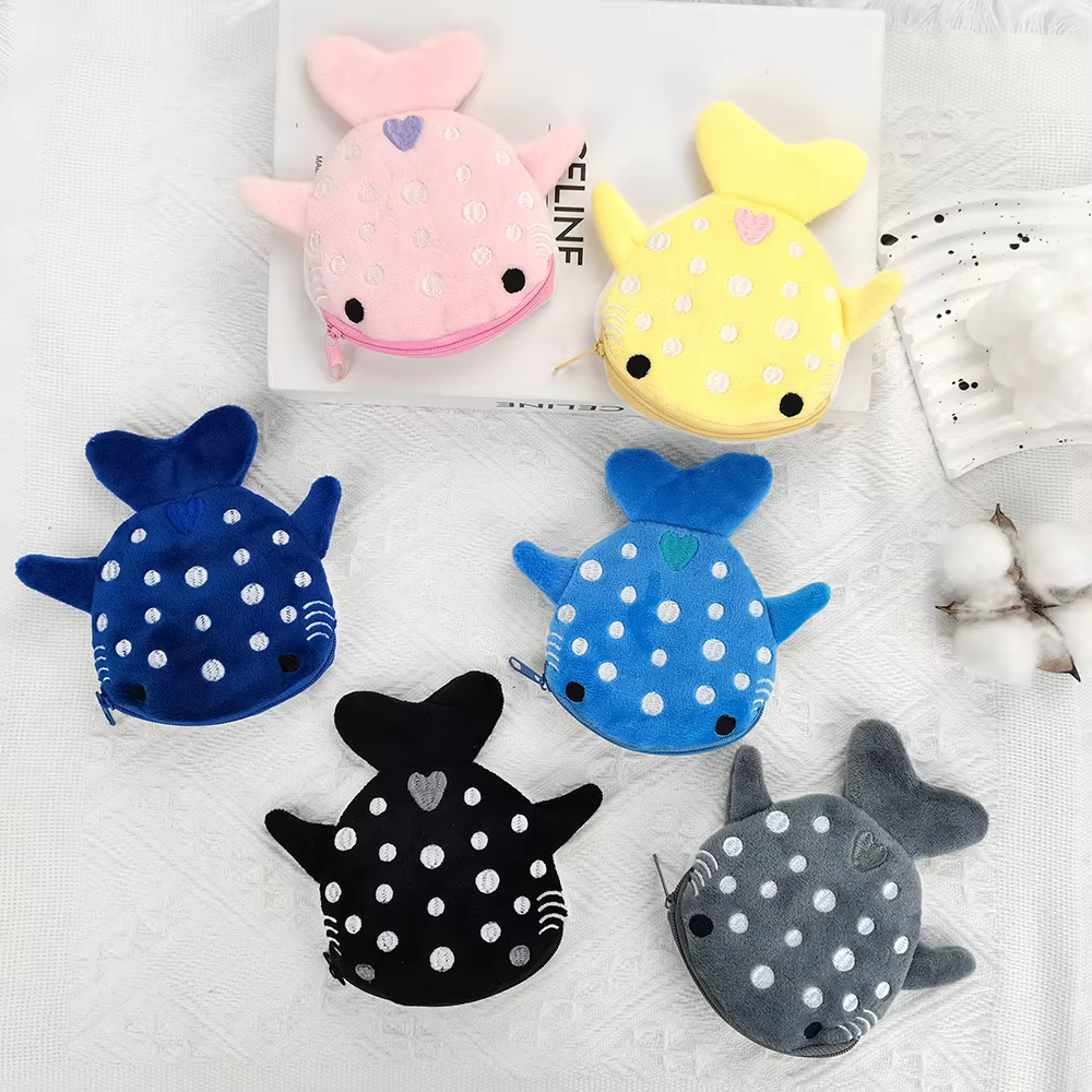 Porte-monnaie multicolore en peluche pour femmes