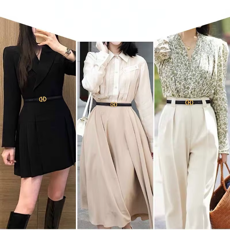 Ceinture fine en cuir véritable pour femmes, mode de luxe, peau de vache de haute qualité, costume décoratif, robe d'été, ceinture fine étroite noire