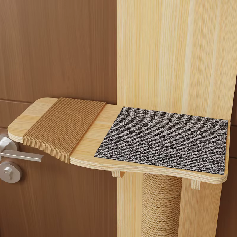 Arbre à chat en bois massif naturel à fixer sur la porte, griffoir en sisal, perchoir d'escalade peu encombrant, jouet pour chats adultes d'intérieur