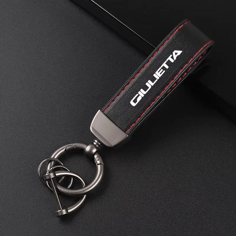 Porte-clés en cuir de luxe avec pendentif insigne de voiture pour Alfa Romeo Giulietta