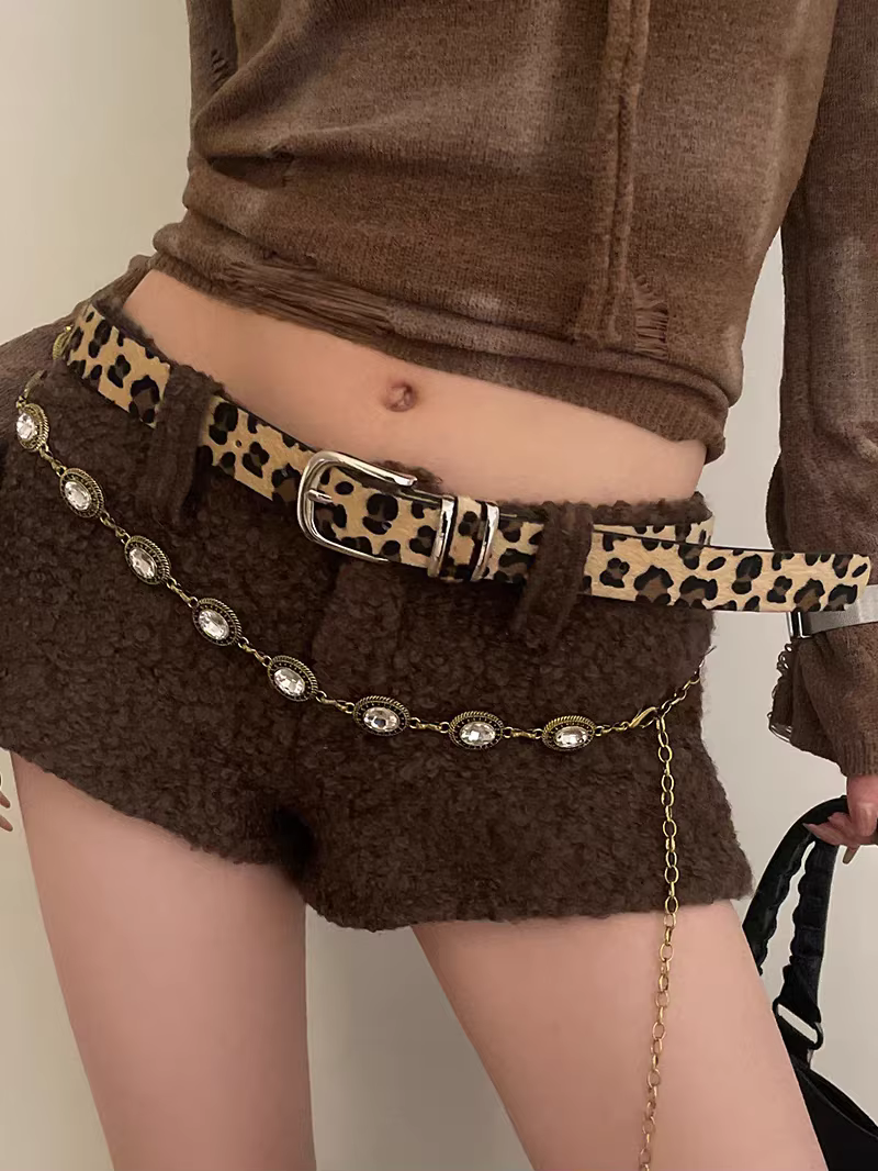 Ceinture rétro à motif léopard pour femmes