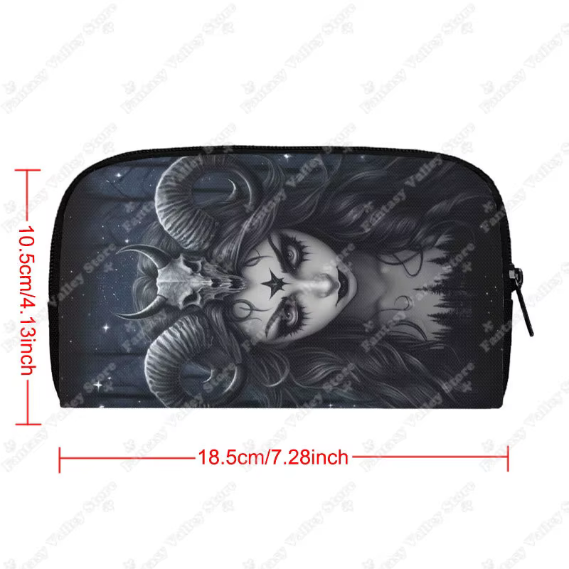 Portefeuille imprimé ange et démon noir punk pour femme