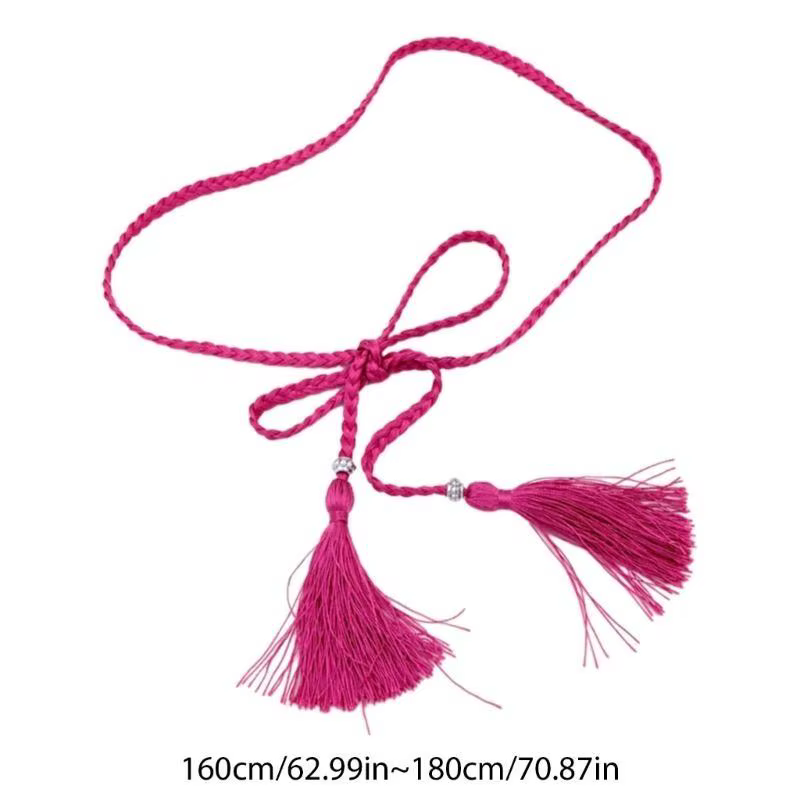 39BD – ceinture taille bohème pour femmes, glands délicats, décorations tressées pour robe d'été, ceinture taille