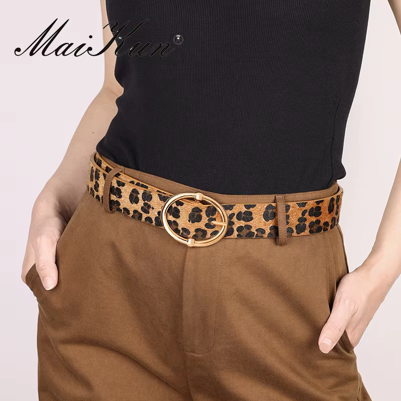 Maikun nouveau léopard femmes ceinture or alliage irrégulier boucle ardillon