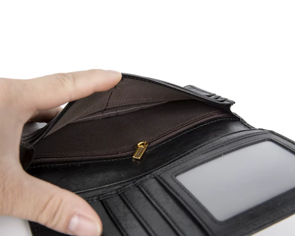 Portefeuille long en cuir tanné végétal pour homme