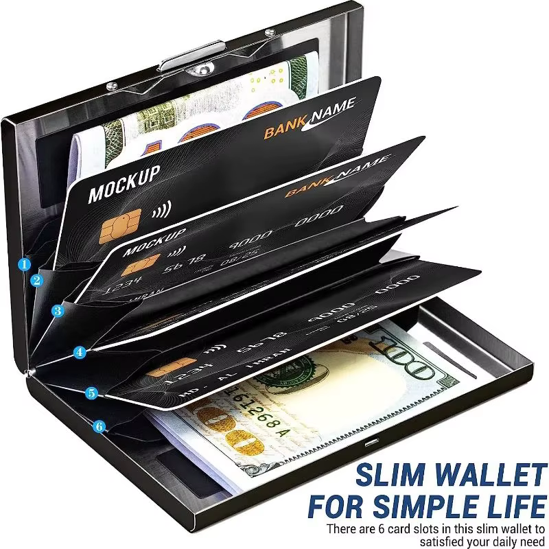 Antivol ANTI Rfid blocage ID banque porte-carte de crédit portefeuilles hommes mince boîte en aluminium métal Mini