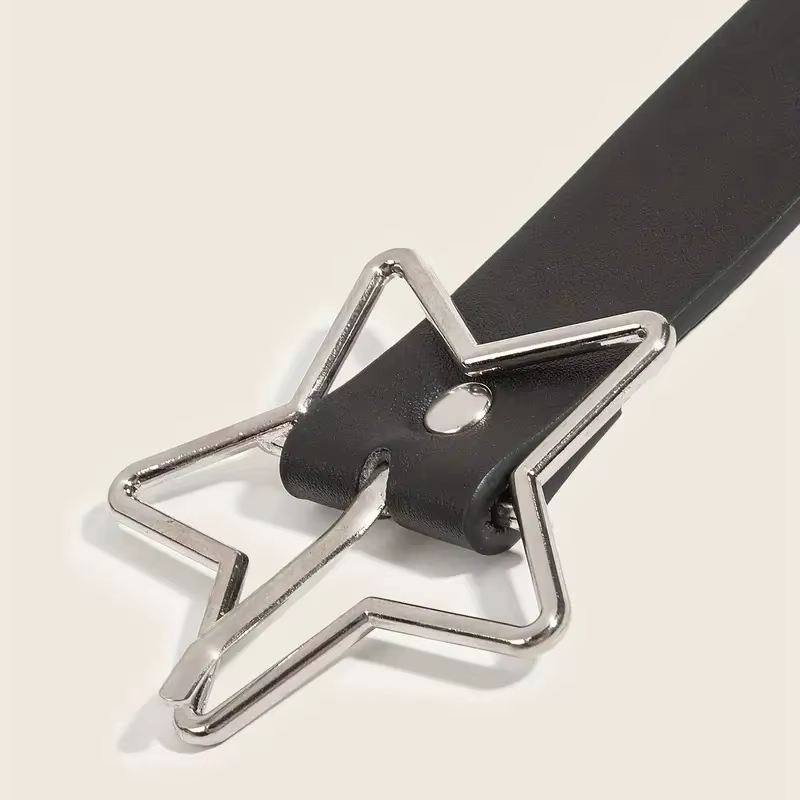 Ceinture Y2K Punk Star en cuir PU noir à rivets et œillets, style Goth, pour femmes, jeans, pantalons, garçons et filles, étudiants