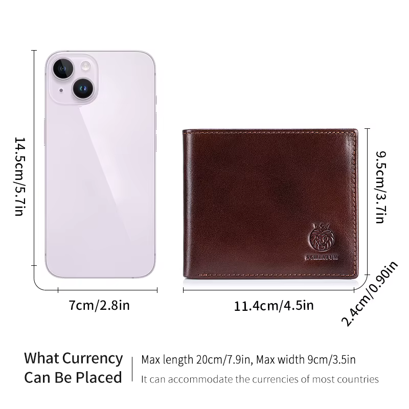 Portefeuille en cuir véritable pour hommes 9 cartes