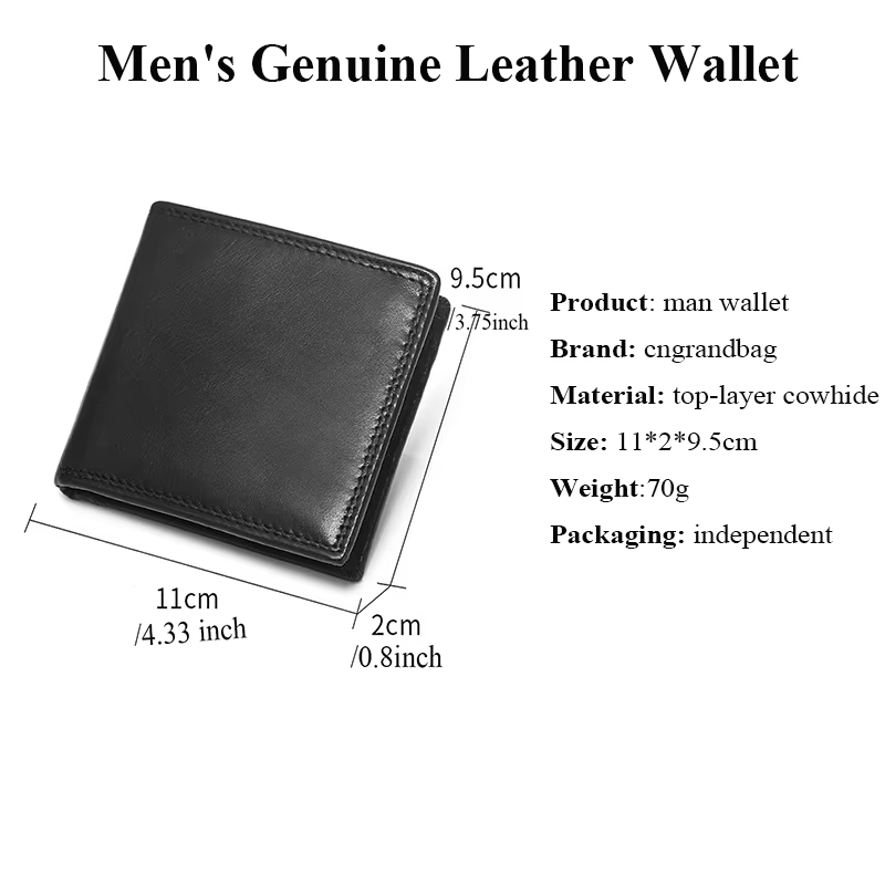 Portefeuille en cuir de vache pour hommes d'affaires