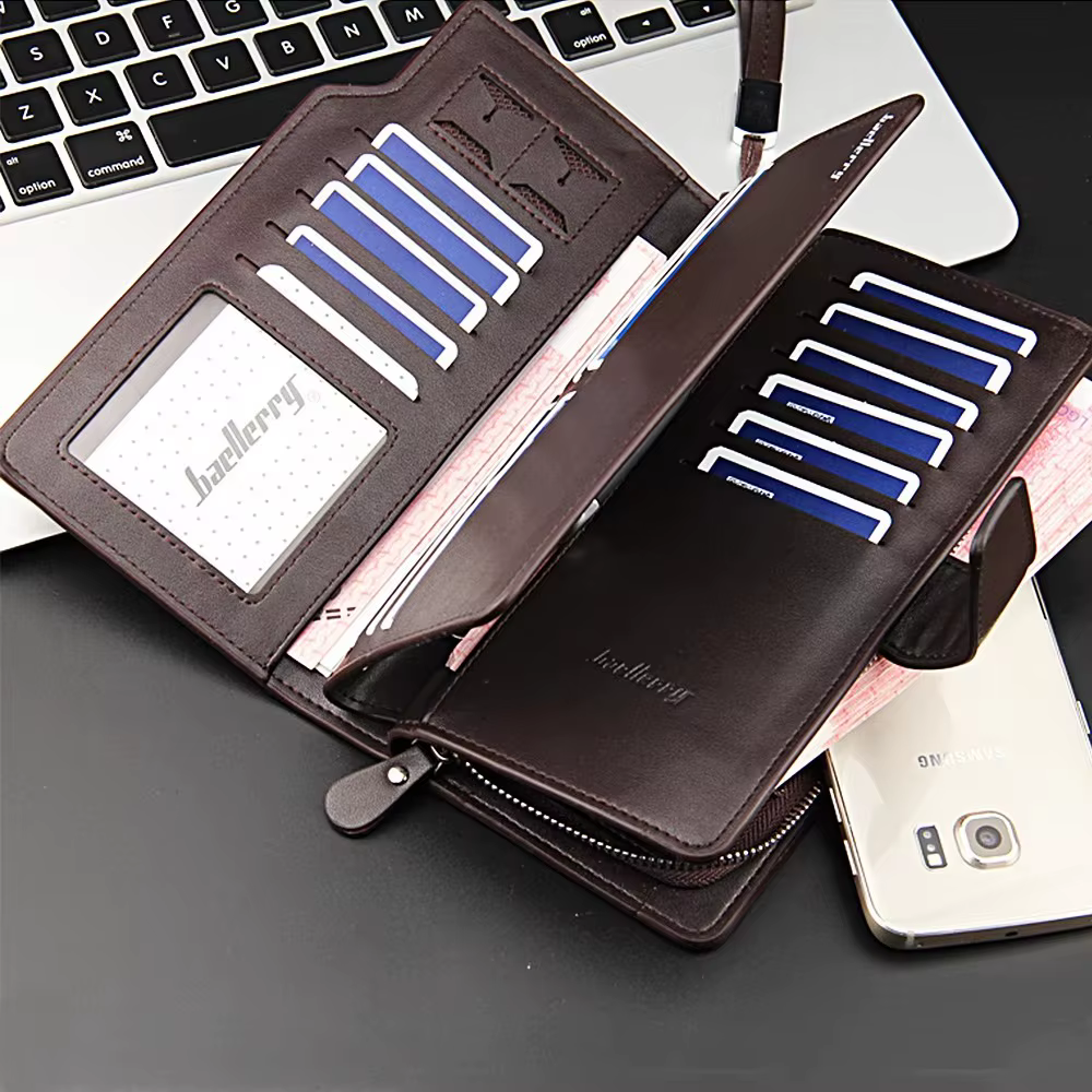 Nouveaux portefeuilles pour hommes de grande capacité nom personnalisé sculpture Clips de carte fermeture éclair mâle