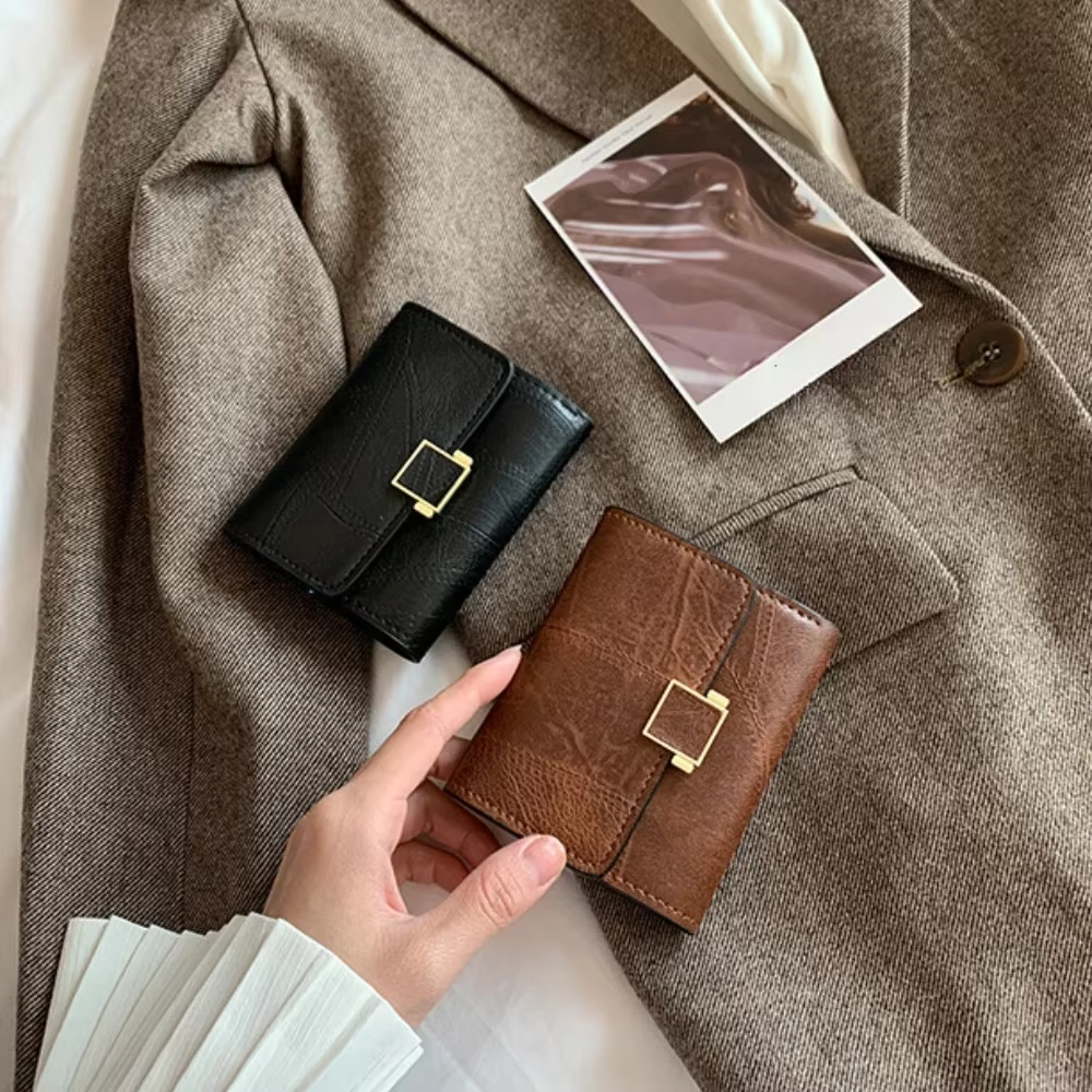 Femmes portefeuille Vintage court en cuir petit sac à main Mini femme mode multi-carte porte-carte porte-monnaie multi-fonctionnel pochette