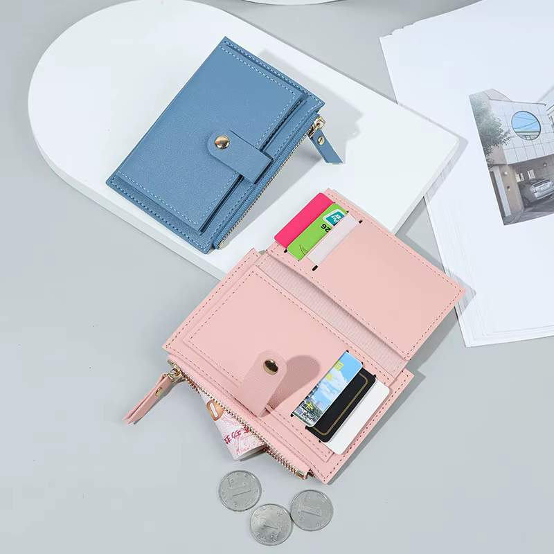 Femmes portefeuilles en cuir PU femme sac à main Mini moraillon solide multi-cartes porte-monnaie court