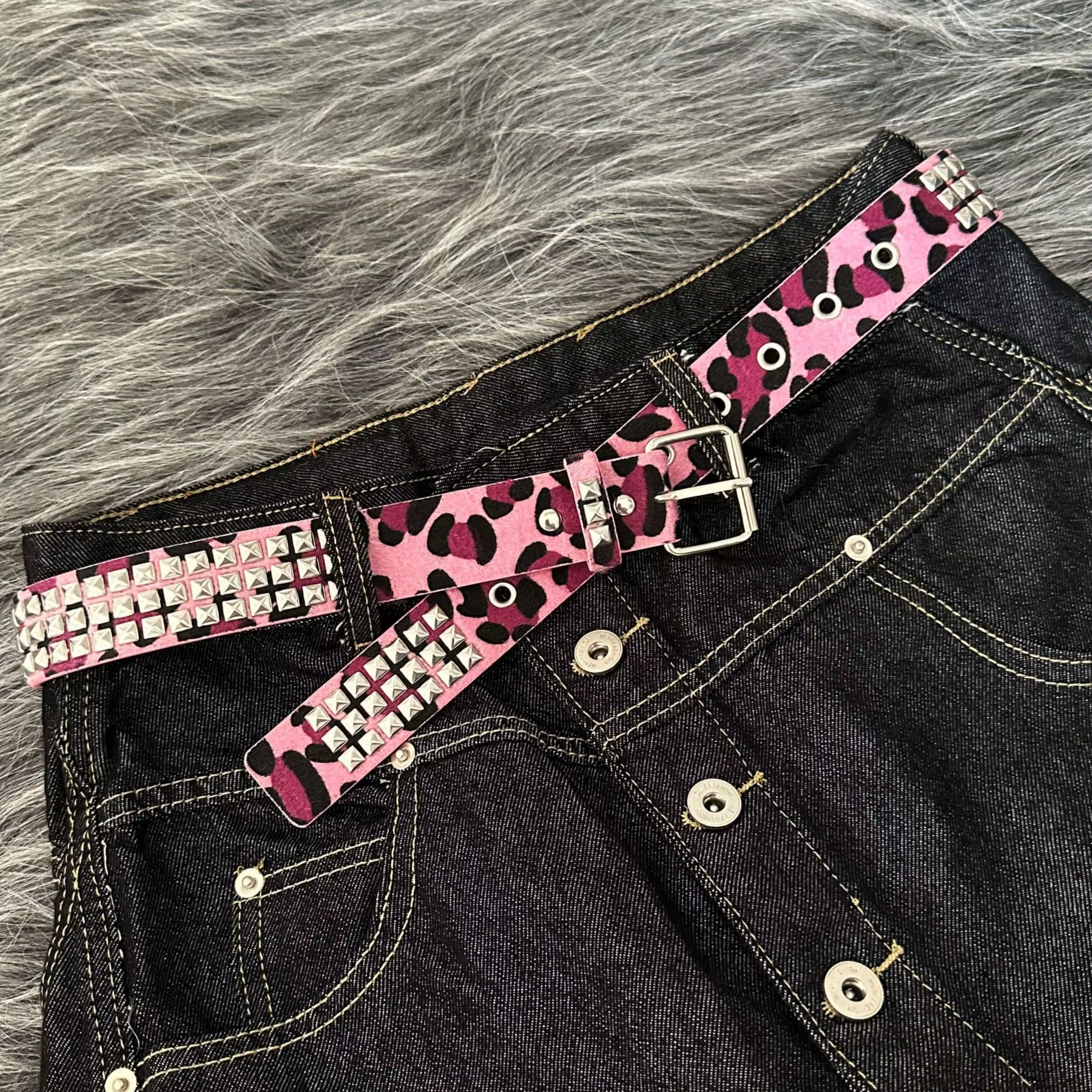 Ceinture unisexe Y2K à imprimé léopard
