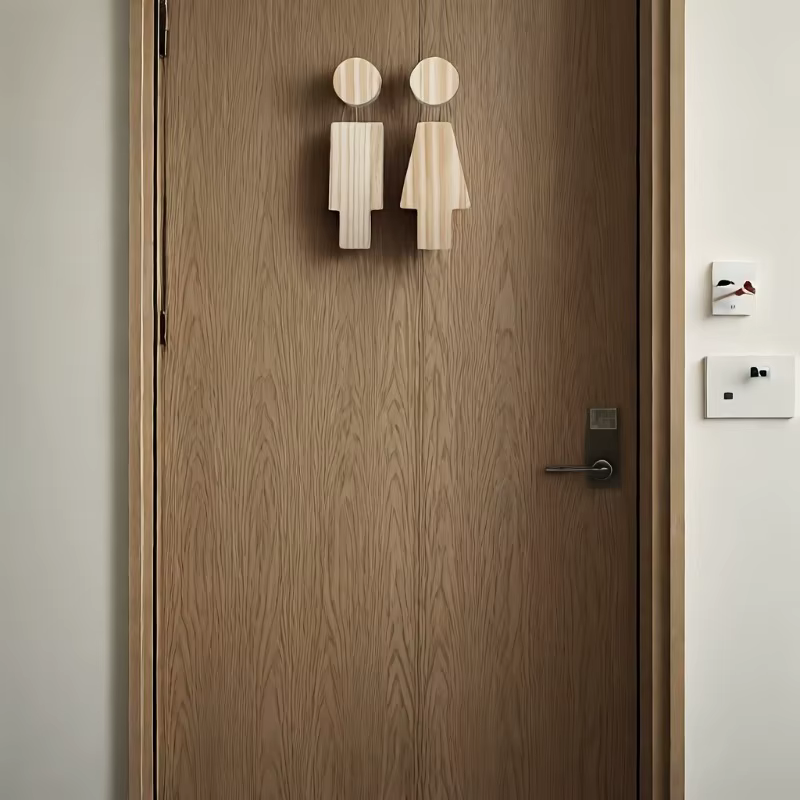 Panneau de salle de bain en bois 2 pièces pour portes de toilettes pour hommes et femmes, adapté à la maison et au bureau, accessoires de salle de bain
