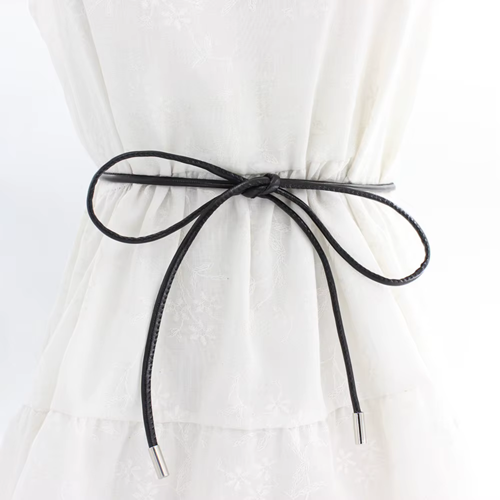 Ceinture ronde en cuir avec nœud pour femme