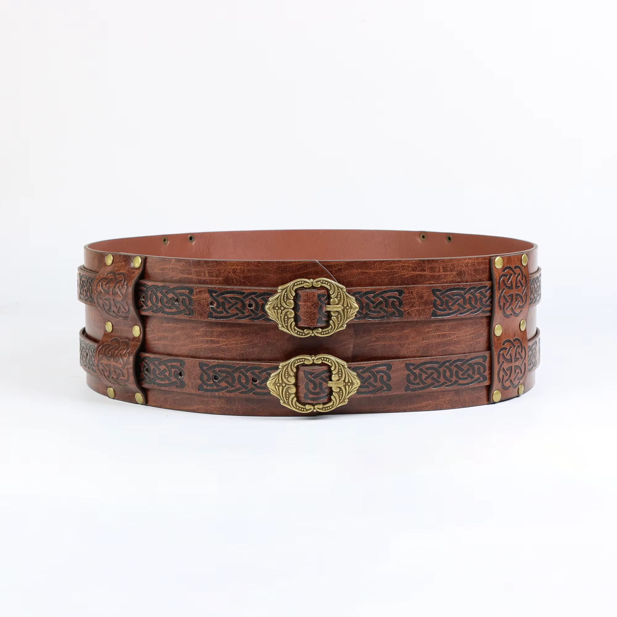 Ceinture en cuir PU double largeur épaisse