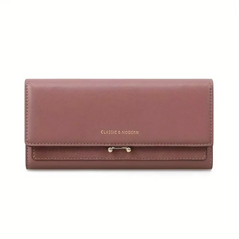 Portefeuille long en cuir PU pour femme