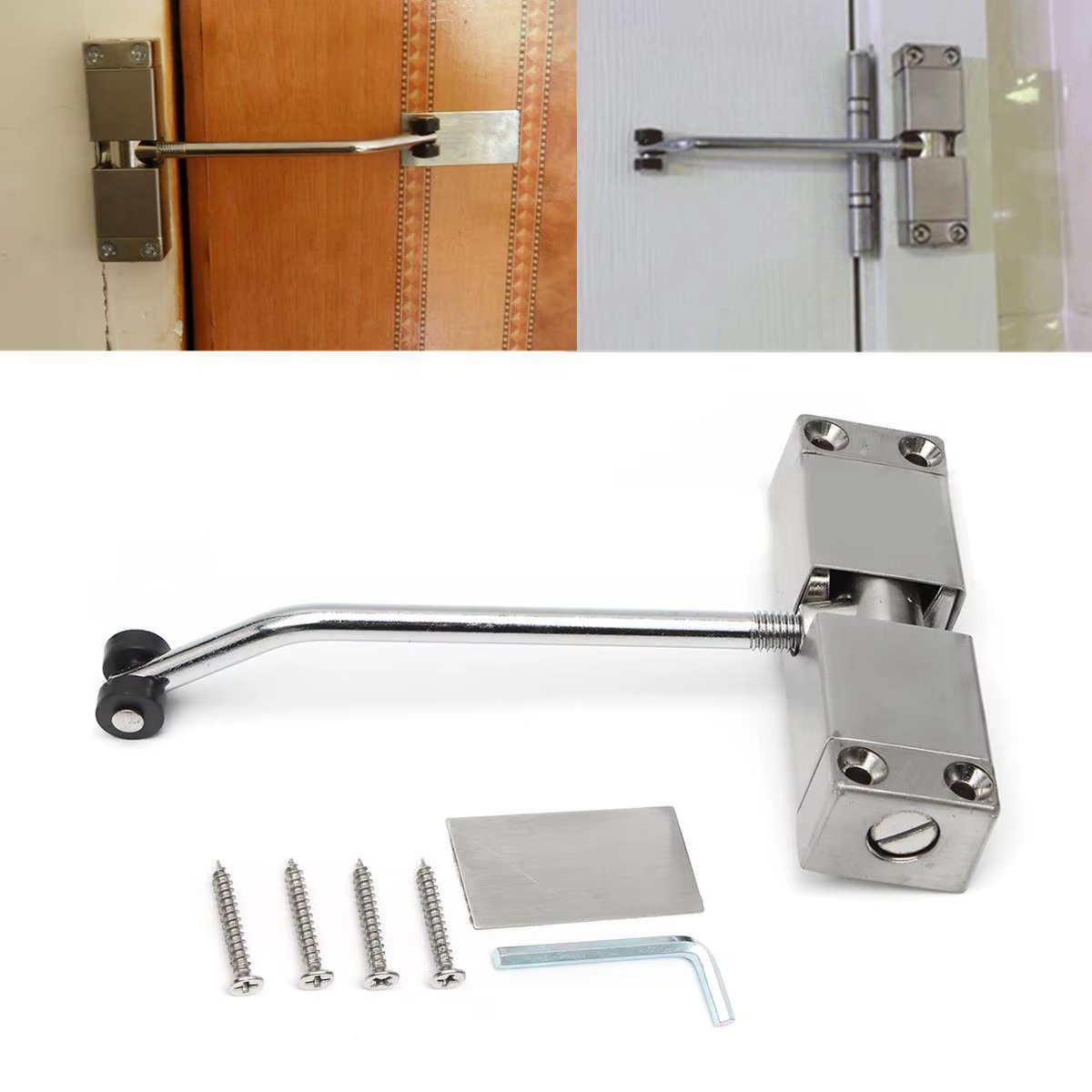 Ferme-porte automatique en acier inoxydable, dispositif de fermeture de porte à ressort réglable quincaillerie de porte de meubles