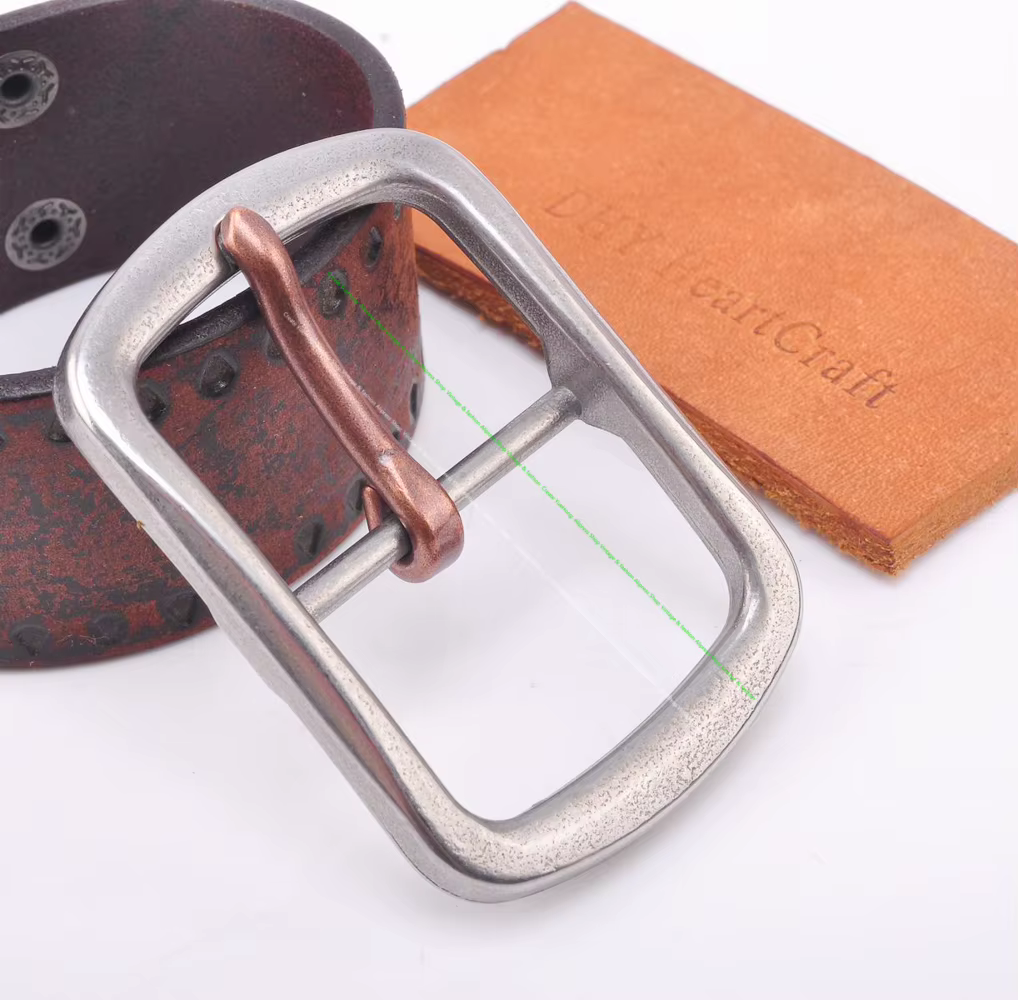 Ceinture en cuir avec barre centrale en acier inoxydable